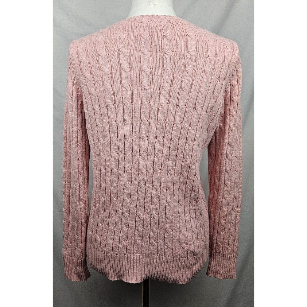 St. Johns Bay Womens Cable Knit Sweater‎ Pink Med Coquette Feminine Fisherman - Picture 2 of 5